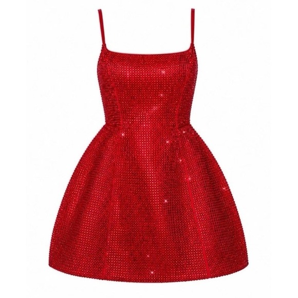 babyboo Dresses & Skirts - Babyboo Emma Mini Dress Red Sparkly Fit Flare Corset Party Size Small NWT
